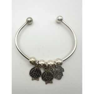 Vintage 925 Sterling Silver Little Girl Boy Charm Cuff Bracelet  7”